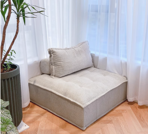 Sofá de tecido preguiçoso em forma de tofu