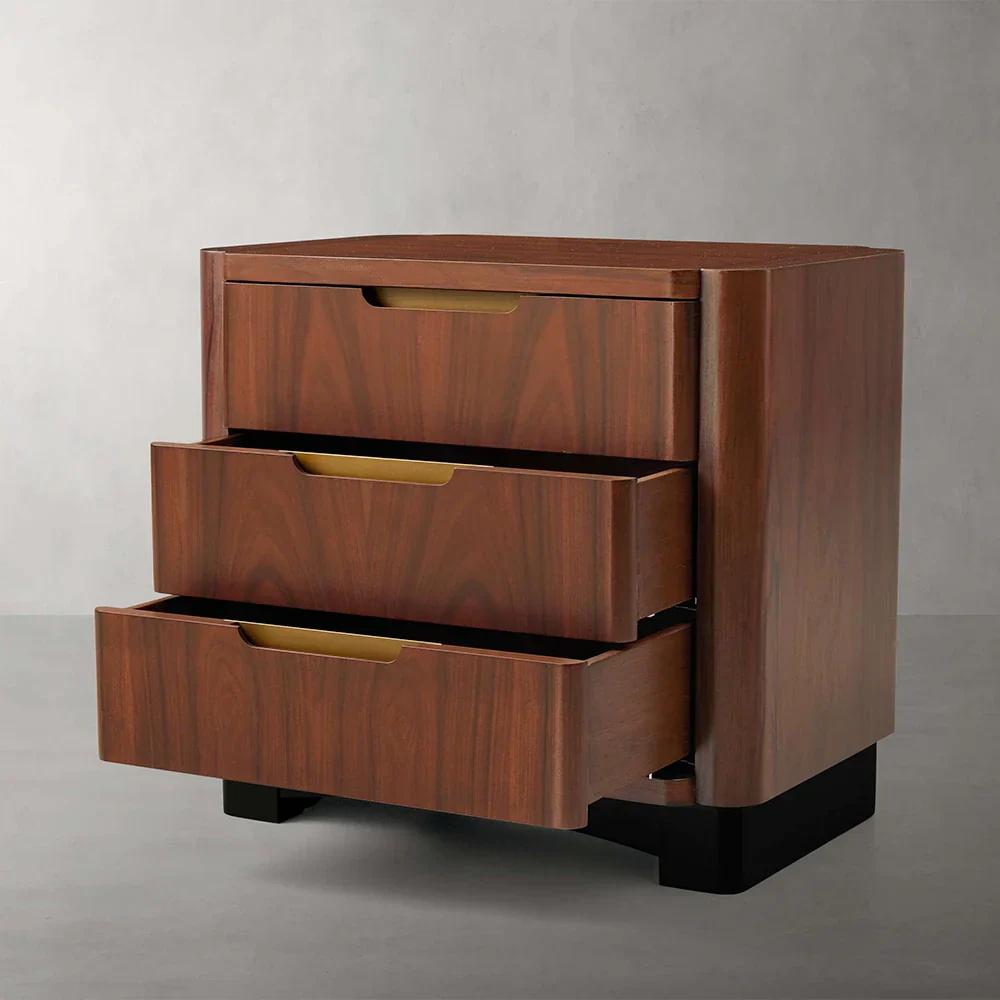 Mesa de cabeceira de três gordura de cor de bobina de carvalho