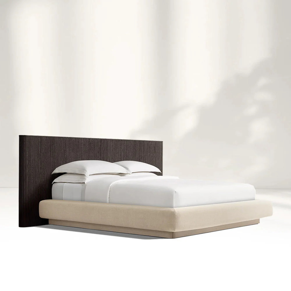 Estrutura de cama de madeira estendida com base de tecido