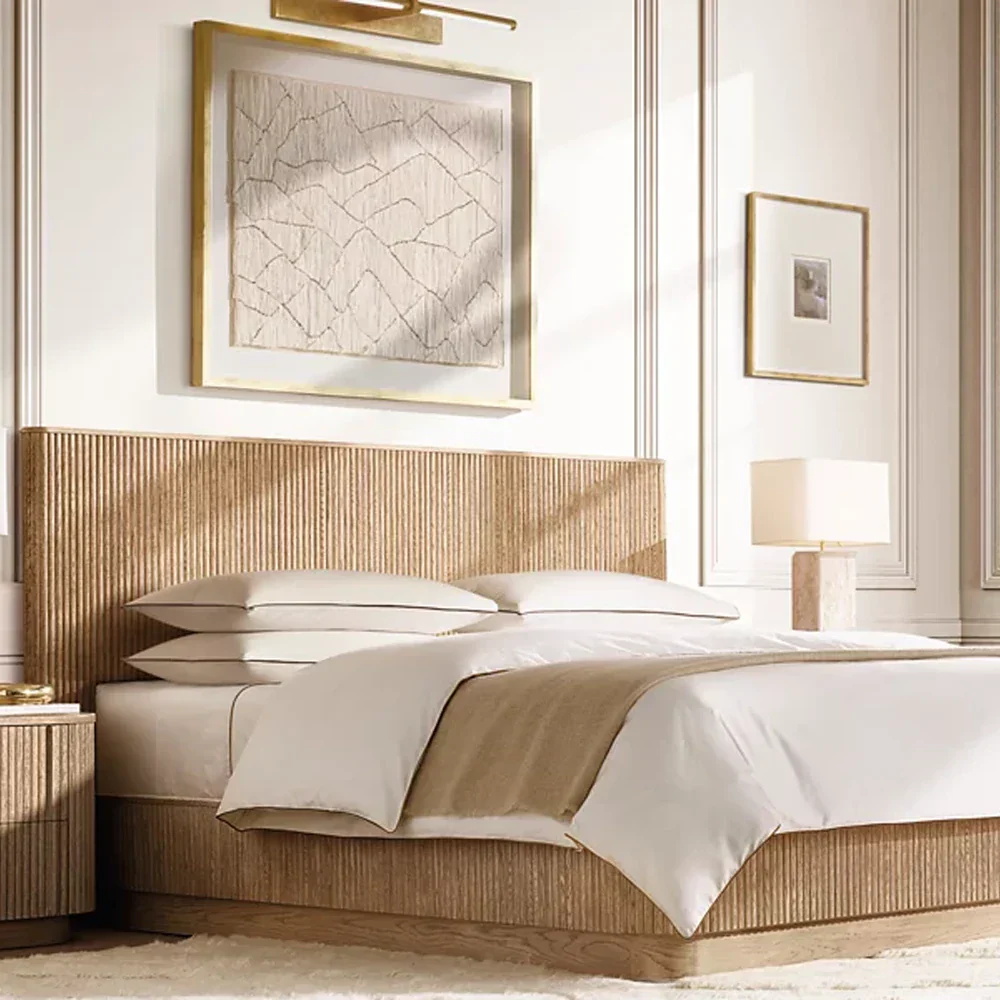 Vertical - cama de madeira de cabeceira ranhurada