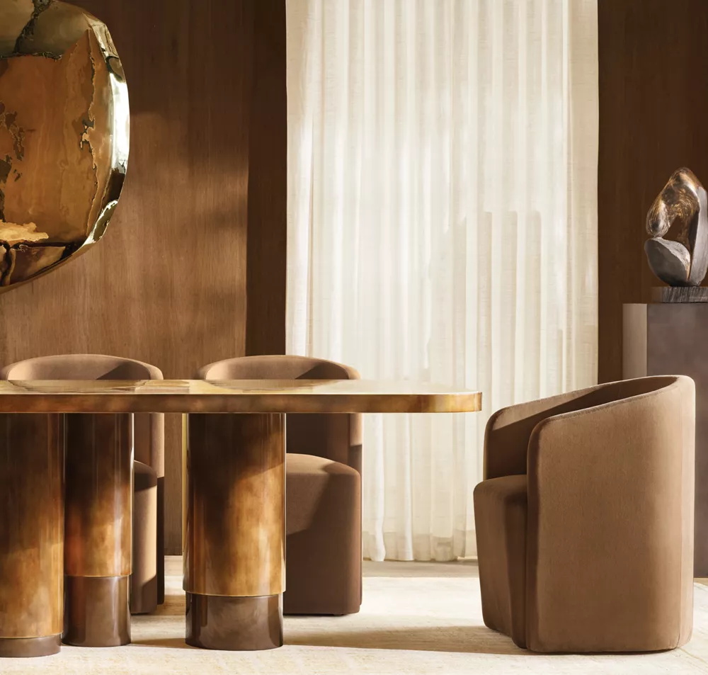 Armacha minimalista de tecido moderno feita de madeira maciça para refeições