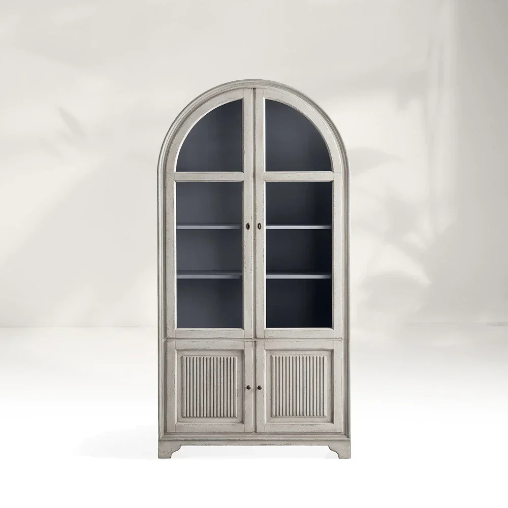 Armário de vidro de serenidade de carvalho branco