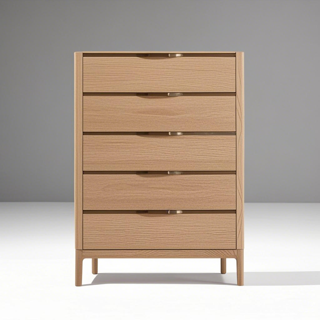 Cômoda estreita requintada e simples de cinco puxadores