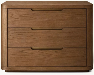 Mesa de cabeceira de madeira arredondada de madeira sólida