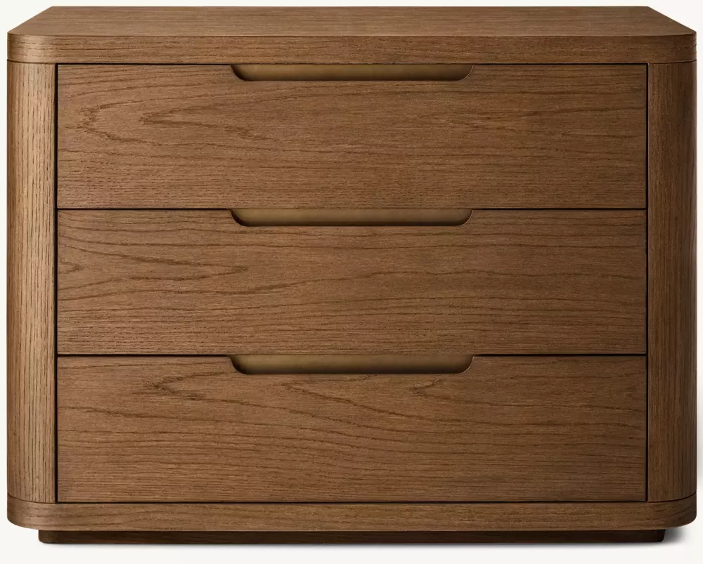 Mesa de cabeceira de madeira arredondada de madeira sólida