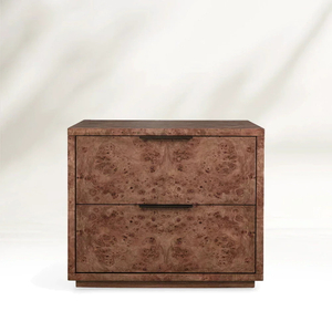 Luxo Burl Wood and Leather Night Table