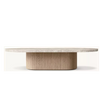 Mesa de centro com pedestal de madeira e pedra natural frete grátis