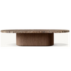 Mesa de centro com pedestal de madeira e pedra natural frete grátis
